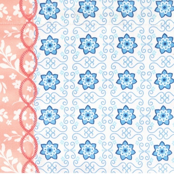 Pioneer Woman Ditsy Patchwork Shower Curtain! 72x72 Blue Aqua & White - Picture 6 of 7